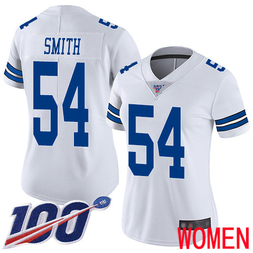 Women Dallas Cowboys Limited White Jaylon Smith Road #54 100th Season Vapor Untouchable NFL Jersey->women nfl jersey->Women Jersey
